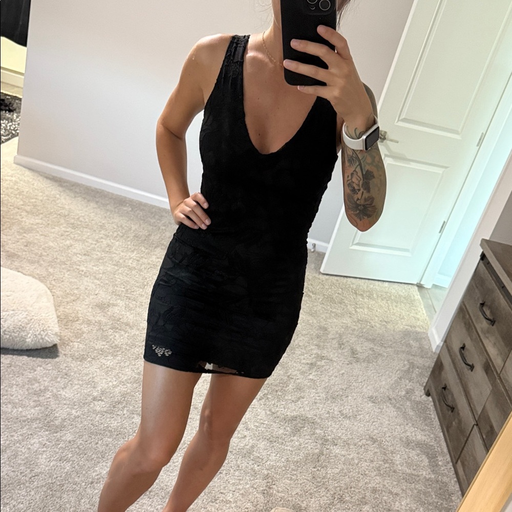 Guess lace Elegant Black Sleeveless Dress xsmall